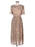 Hayden 100% Polyester Print Tan Casual Dress Size M - photo 1