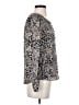 Rebecca Taylor 100% Silk Animal Print Silver Long Sleeve Silk Top Size 0 - photo 4
