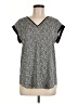 Express Chevron-herringbone Checkered-gingham Damask Jacquard Houndstooth Multi Color Silver Short Sleeve Top Size M - photo 1
