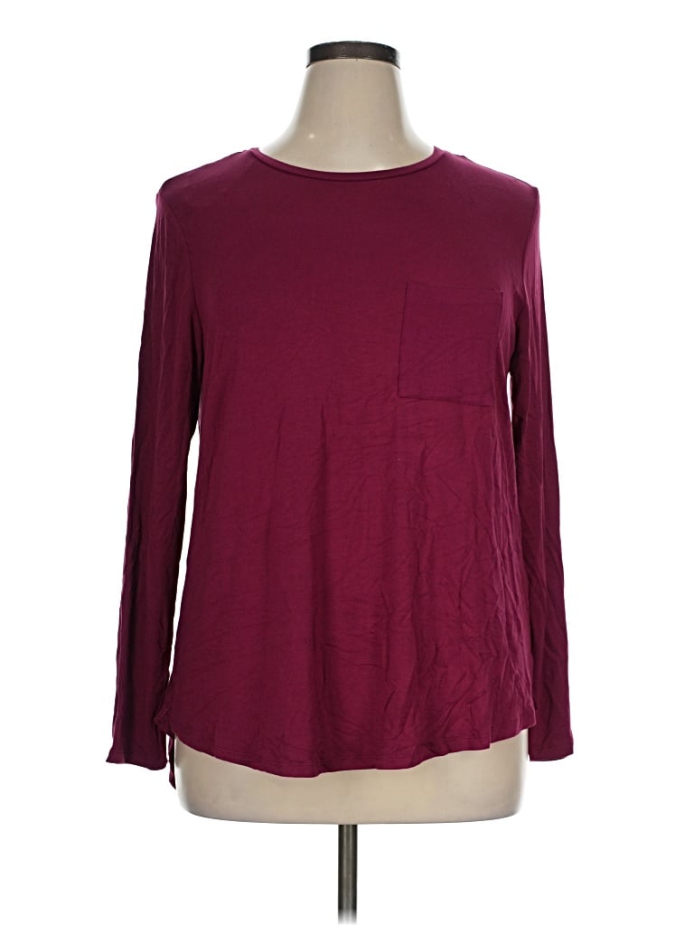 Pre-owned Grace Karin Long Sleeve T-shirt In Burgundy