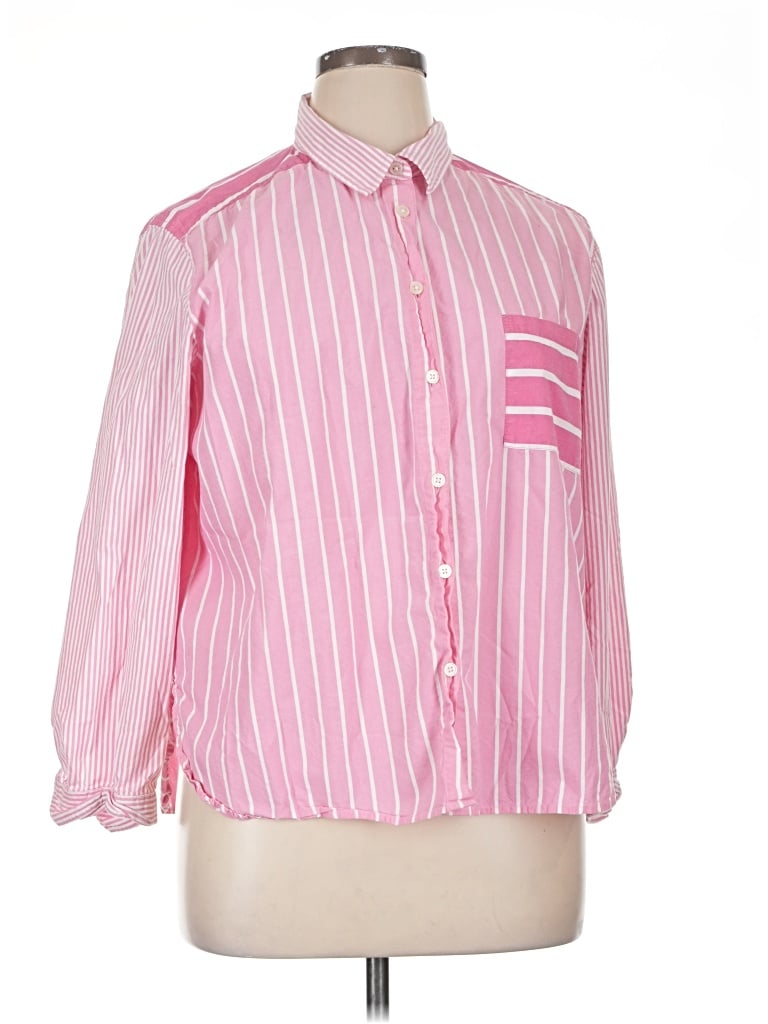 Pre-owned Ann Taylor Loft 3/4 Sleeve Button Down Shirt In Pink