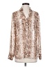 Express 100% Polyester Animal Print Tan Long Sleeve Blouse Size S - photo 1