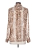Express 100% Polyester Animal Print Tan Long Sleeve Blouse Size S - photo 2