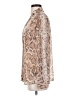 Express 100% Polyester Animal Print Tan Long Sleeve Blouse Size S - photo 5