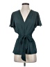 Max Studio 100% Polyester Teal Short Sleeve Blouse Size S (estimated) - photo 1