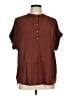 Point Sur 100% Viscose Brown Short Sleeve Blouse Size M (tall) - photo 1