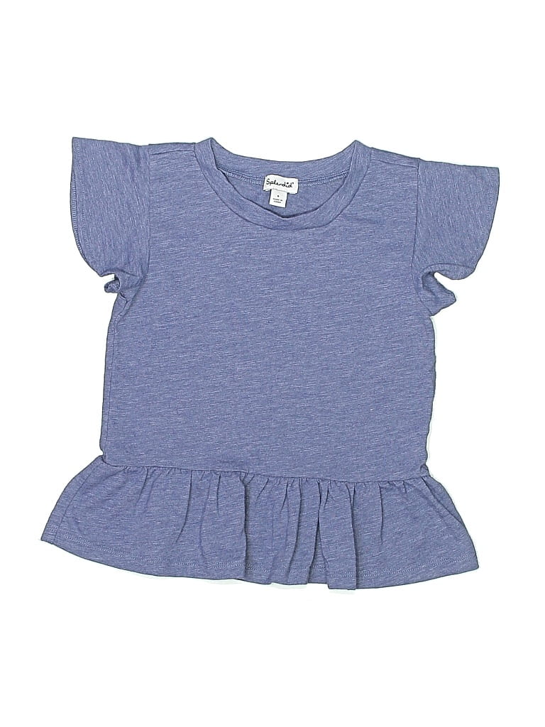 Pre-owned Splendid Kids' Short Sleeve Top Blue Ruffles Neckline Tops