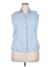 Basic Editions 100% Cotton Blue Sleeveless Button-Down Shirt Size XL - photo 1