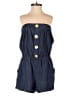 Eight Sixty 100% Cotton Solid Blue Romper Size XS - photo 1