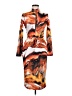 Unbranded Print Orange Casual Dress Size M - photo 1