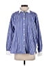SPANX 100% Cotton Stripes Blue Long Sleeve Button-Down Shirt Size M - photo 1