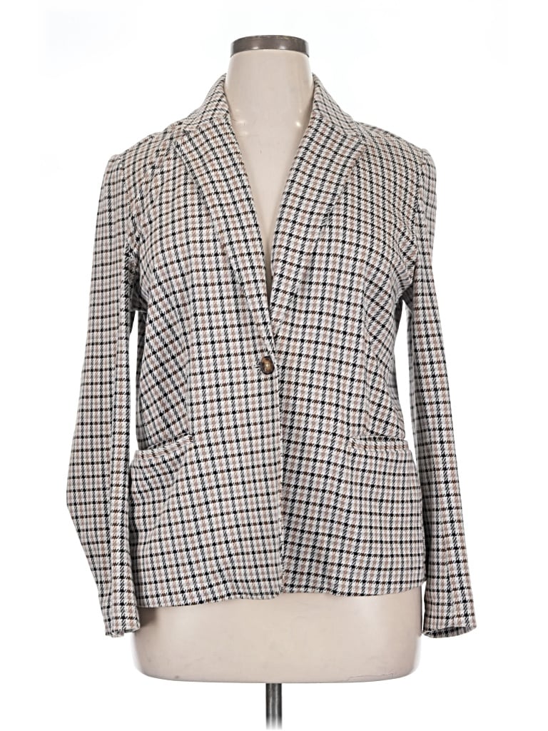 Pre-owned Lands' End Blazer Jacket In Ivory