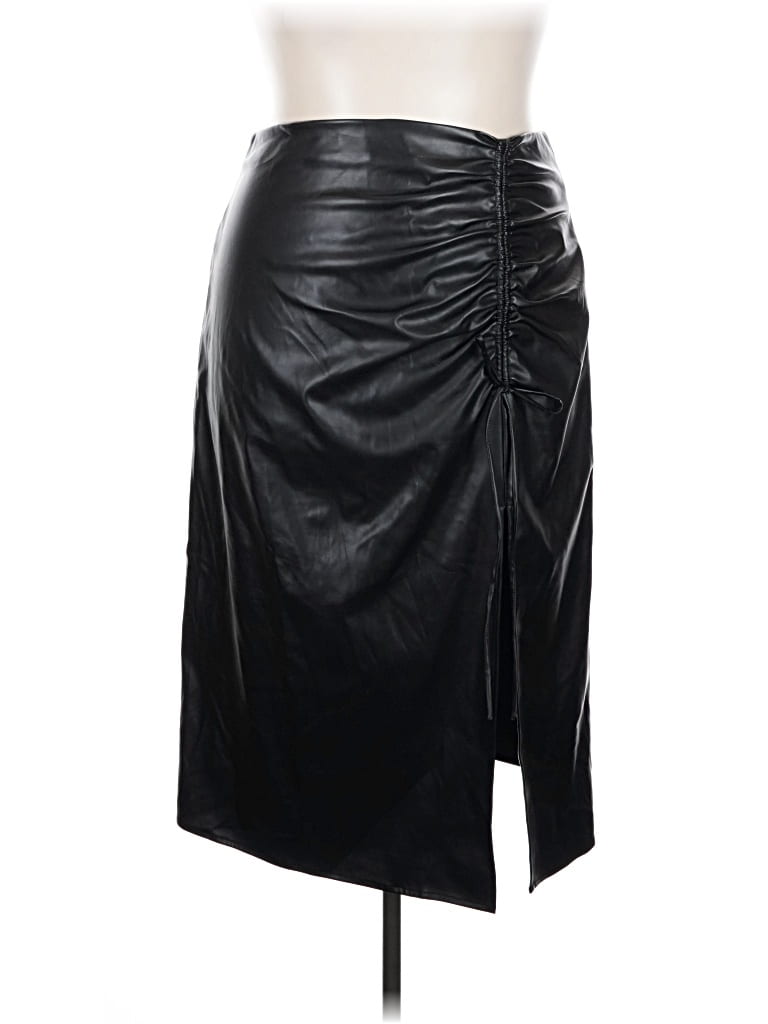 Pre-owned Cider Faux Leather Skirt In Black