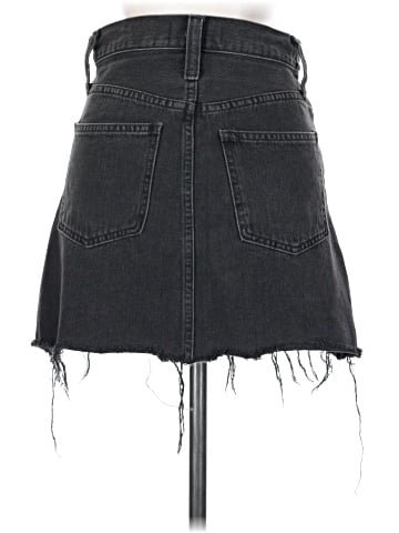 Madewell Rigid Denim A-Line Mini Skirt in Lunar Wash: Button-Front Edition (view 2)
