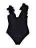 Unbranded Solid Black One Piece Swimsuit Size S - photo 1
