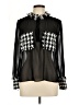 Zara 100% Polyester Houndstooth Black Long Sleeve Blouse Size M - photo 1