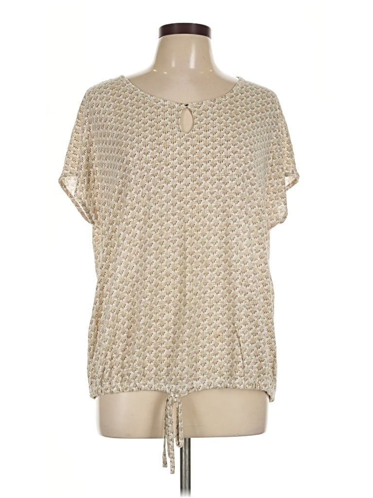 Pre-owned Liz Claiborne Short Sleeve Henley Shirt In Tan
