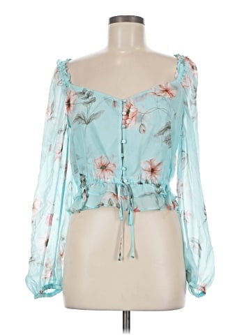 Intermix Long Sleeve Silk Top (view 1)
