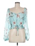Intermix 100% Silk Teal Long Sleeve Silk Top Size 8 - photo 1