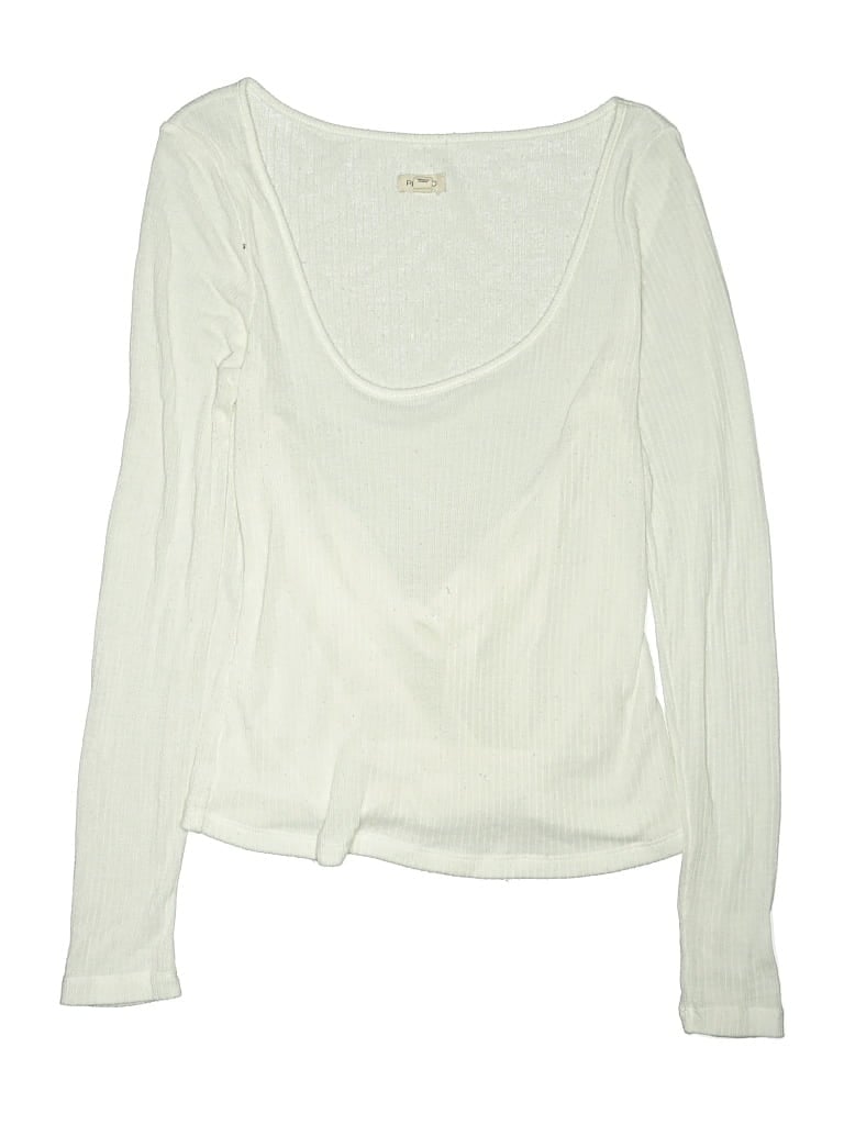 Pre-owned Pilcro Long Sleeve Top Ivory Sweetheart Neckline Tops