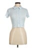 RSQ Checkered-gingham Blue Short Sleeve Blouse Size M - photo 1