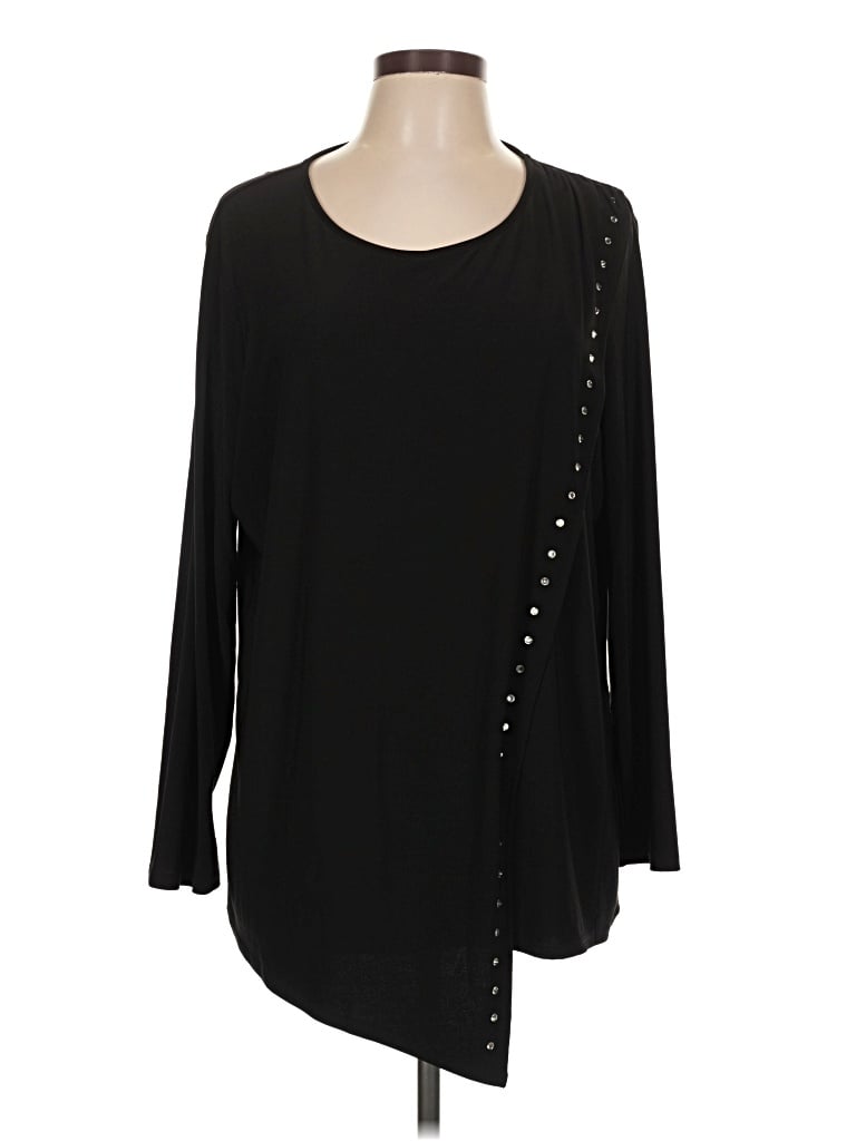 Pre-owned Investments Long Sleeve Top Black Boatneck Tops