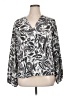 INC International Concepts 100% Polyester Paisley Silver Long Sleeve Blouse Size XL - photo 1