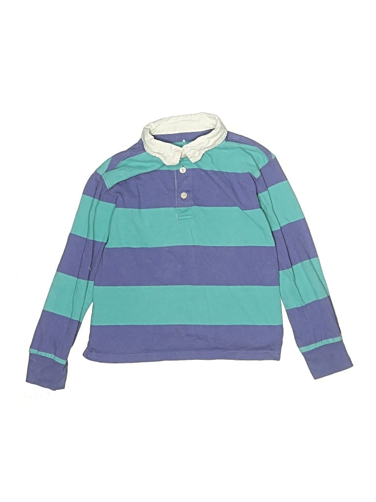 Pre-owned Crewcuts Kids' Long Sleeve Top Teal Collared Neckline Tops