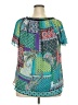 Elementz 100% Polyester Teal Short Sleeve Blouse Size 2X - photo 2