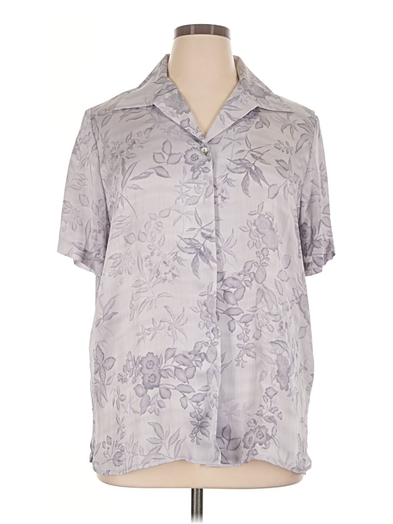 Pre-owned Rena Rowan Short Sleeve Blouse In Gray