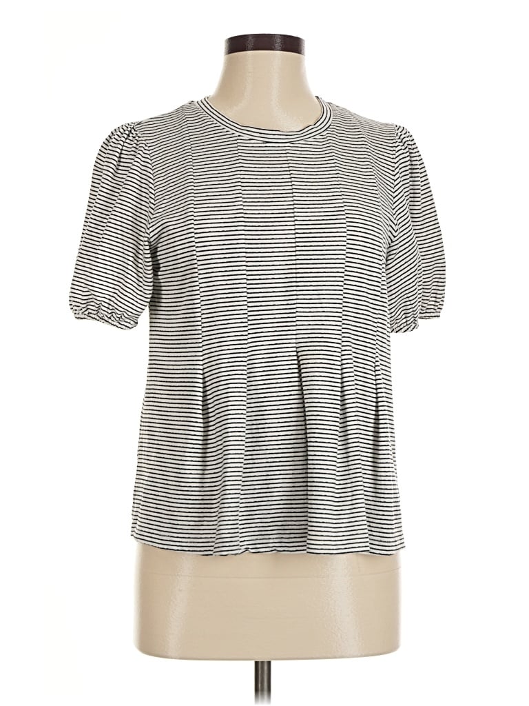 Pre-owned Hayden Short Sleeve Top Gray Mock Neckline Tops