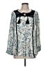 Style&Co 100% Rayon Floral Blue Long Sleeve Blouse Size M - photo 1