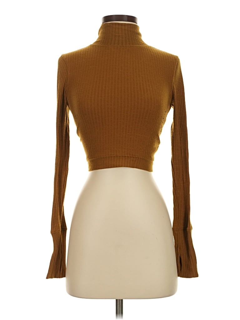 Pre-owned Fp Movement Long Sleeve Top Brown Turtleneck Tops