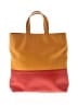Simon Miller 100% Leather Color Block Orange Tan Leather Tote One size - photo 1