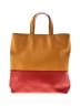 Simon Miller 100% Leather Color Block Orange Tan Leather Tote One size - photo 2