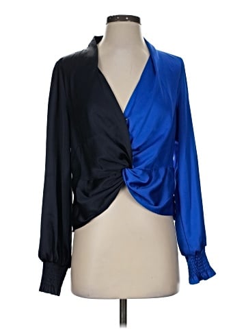 Aqua Long Sleeve Blouse (view 1)