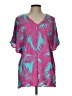 Escapada 100% Rayon Teal Short Sleeve Blouse Size L - photo 1
