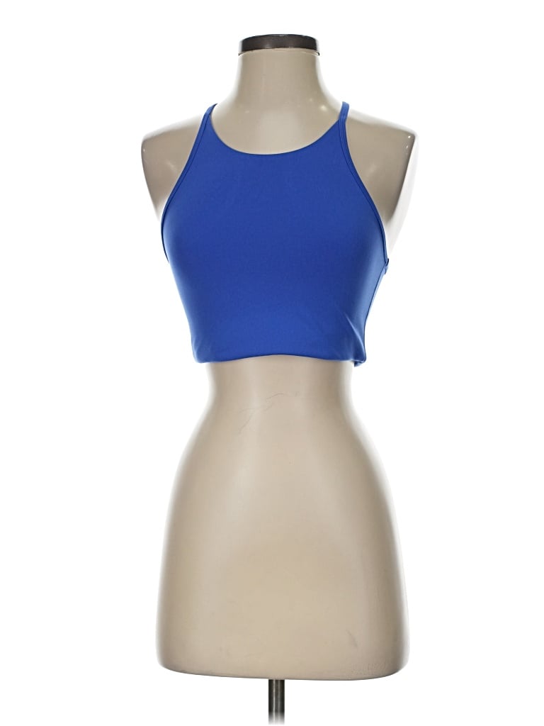 Pre-owned Girlfriend Collective Tank Top Blue Halter Neckline Tops