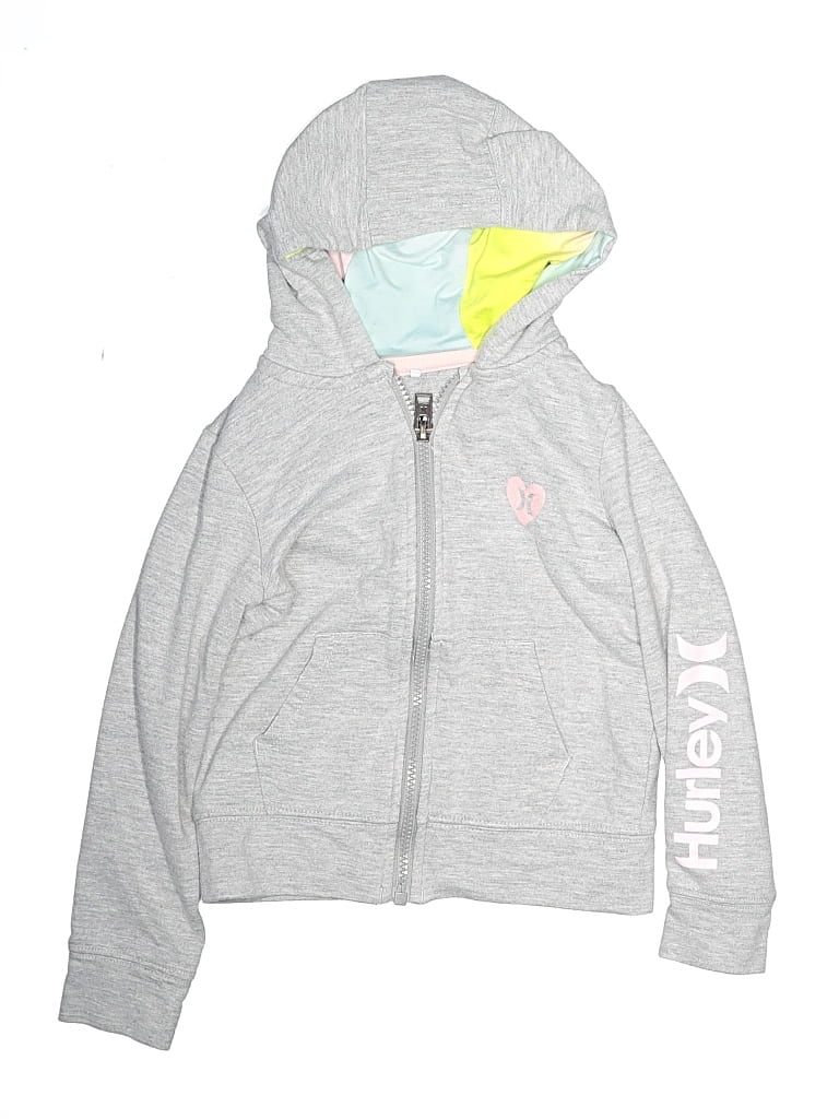 Pre-owned Hurley Kids' Zip Up Hoodie In Gray