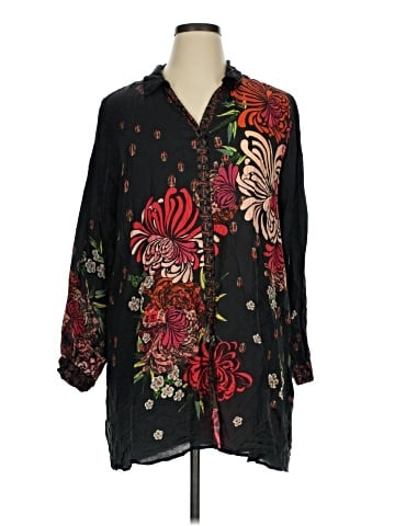 Johnny Was 3/4 Sleeve Silk Top (view 1)