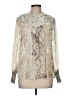 Burning Torch 100% Silk Ivory Long Sleeve Silk Top Size M - photo 1
