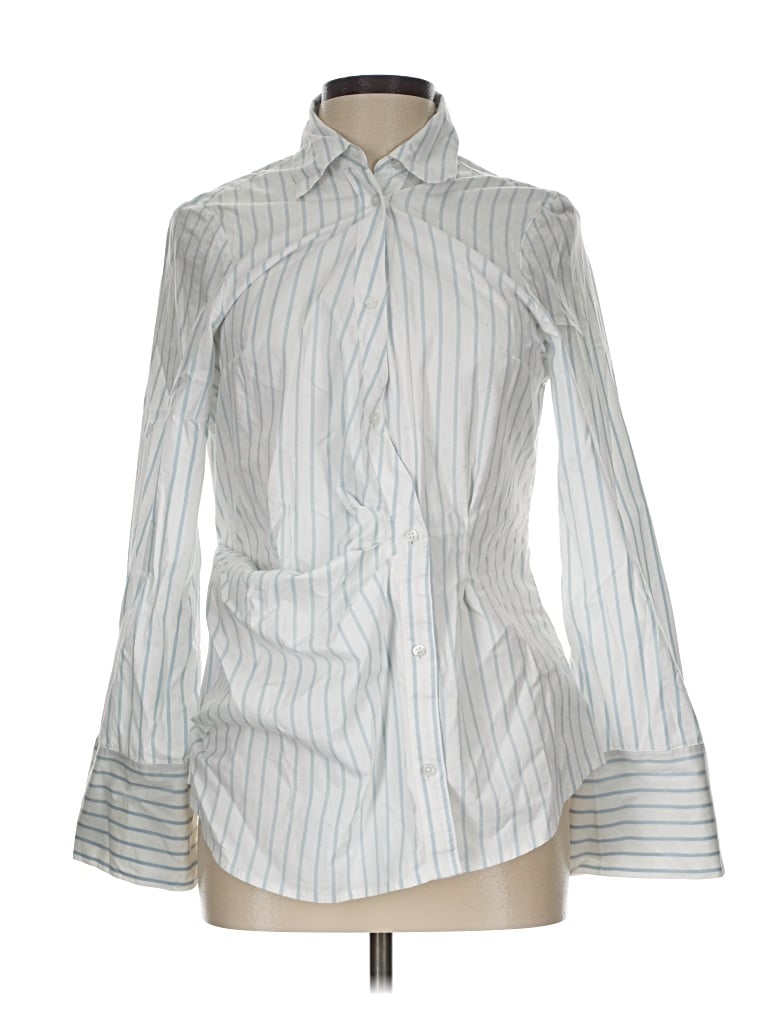 Pre-owned French Connection Long Sleeve Button Down Shirt In Silver
