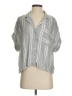 Evereve 100% Viscose Stripes Gray Short Sleeve Button-Down Shirt Size XS - photo 1