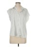 Maison d' Amelie Stripes Silver Sleeveless Button-Down Shirt Size M - photo 1