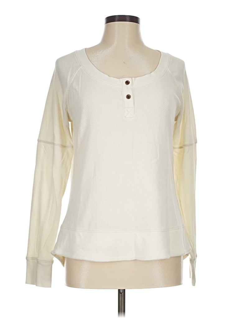 Pre-owned Columbia Long Sleeve Henley Shirt In Ivory