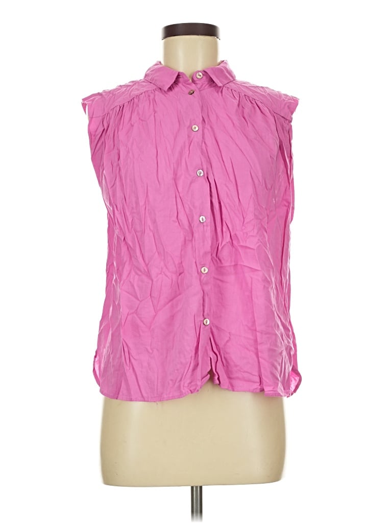 Pre-owned Mng Sleeveless Button Down Shirt In Pink