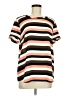 Ann Taylor 100% Polyester Stripes Orange Short Sleeve Top Size M - photo 1