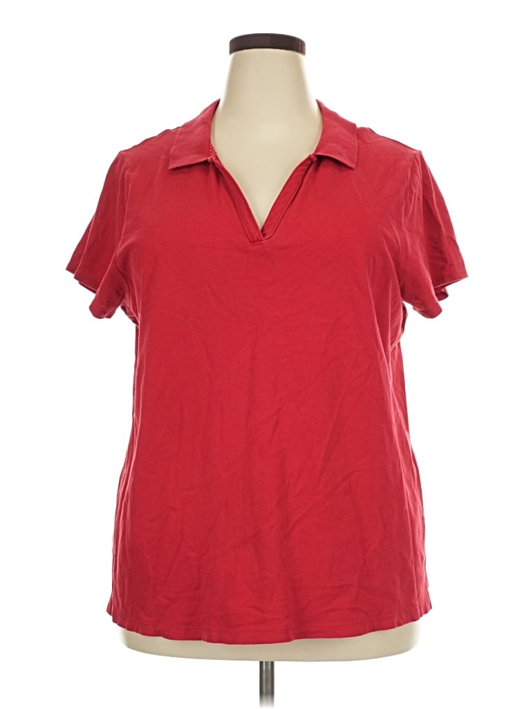 Pre-owned St. John's Bay Short Sleeve Polo Shirt In Red