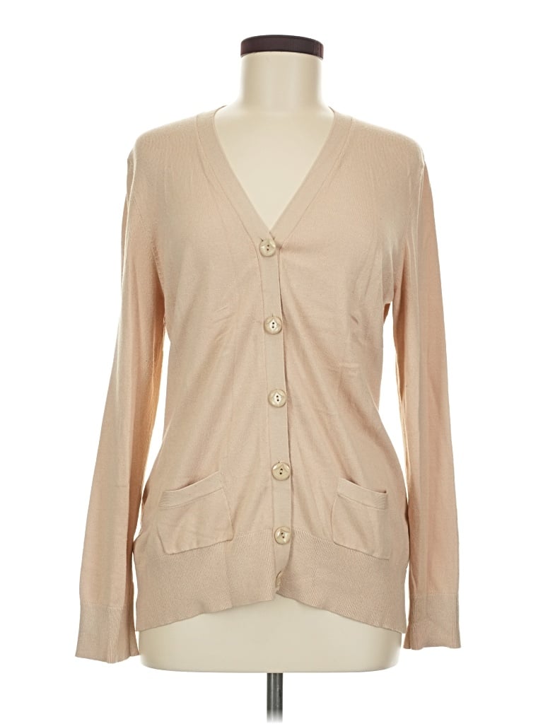 Pre-owned Ak Anne Klein Cardigan Sweater In Tan