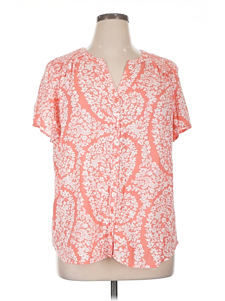Pre-owned Croft & Barrow Short Sleeve Blouse In Orange